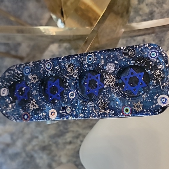 Shot Glass tray Blue againt evil eye, Jewish motive for hosting+ 4 shot glass - Picture 5 of 10